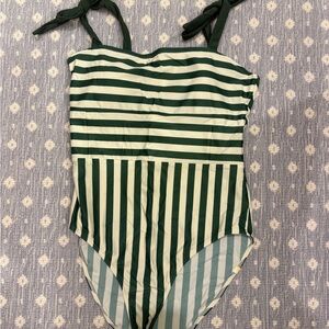 summersalt Green and White Striped One-Piece Swimsuit